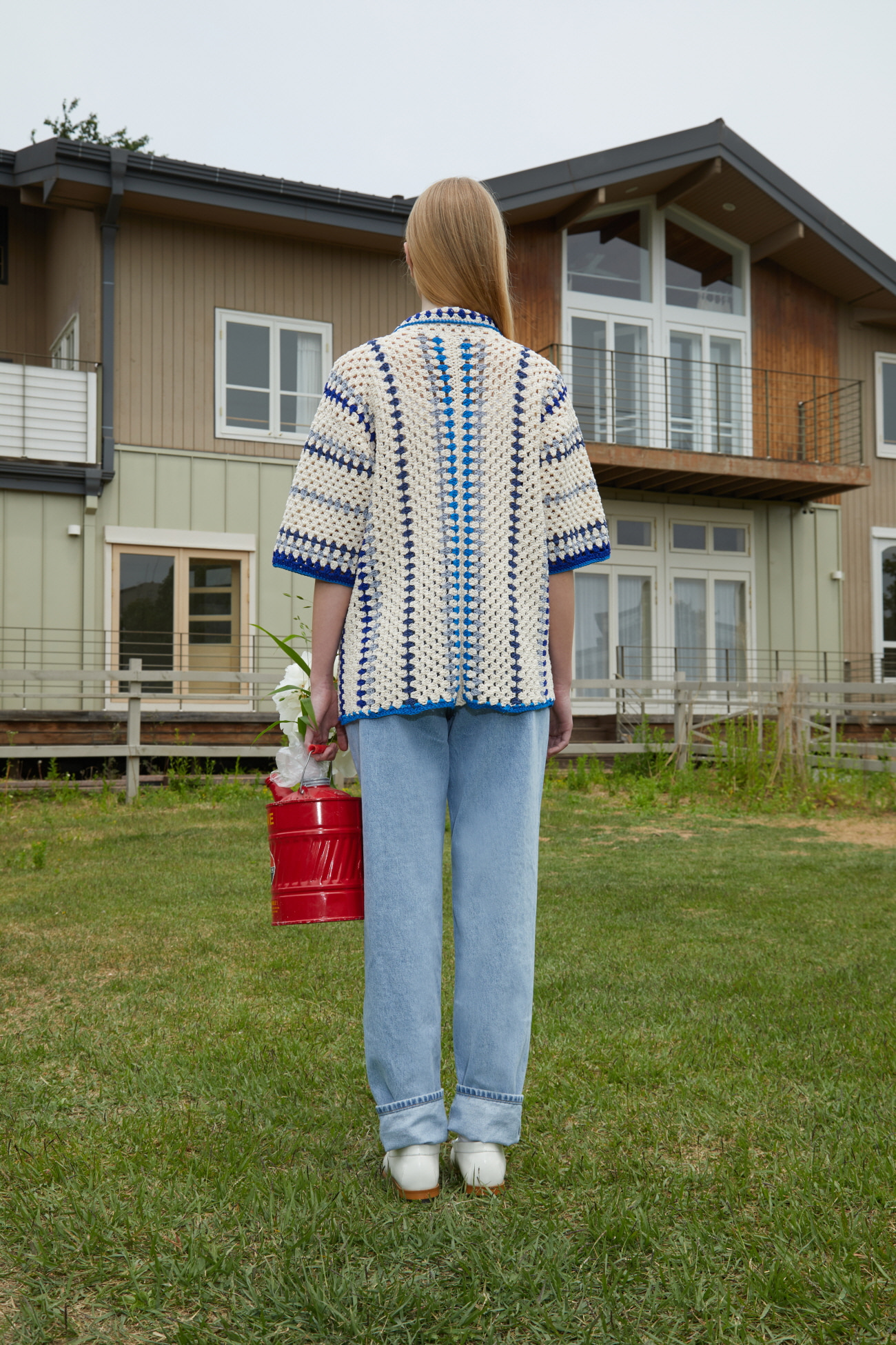 Women’s Handmade Crochet Knit Shirt Multi Blue (재입고 7월 25일 순차 발송)